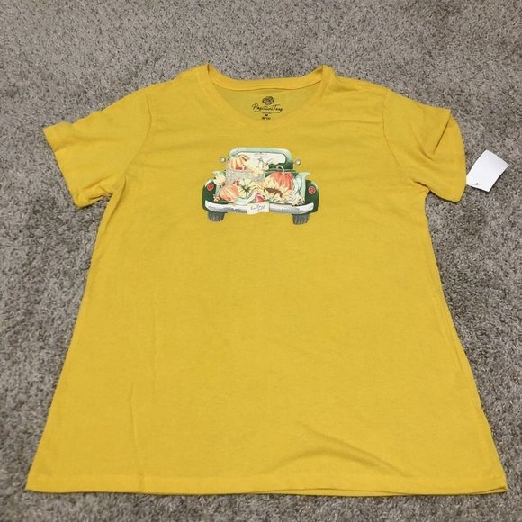 Women's Truck Load Tee T-shirt fall short sleeve crew neck size M mustard yellow - Picture 4 of 7